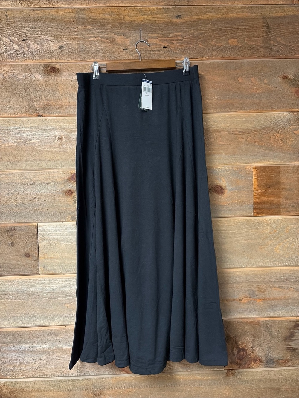 NWT Lauren Ralph Lauren Cotton Blend A-Line Maxi Minimalist Skirt XL Black